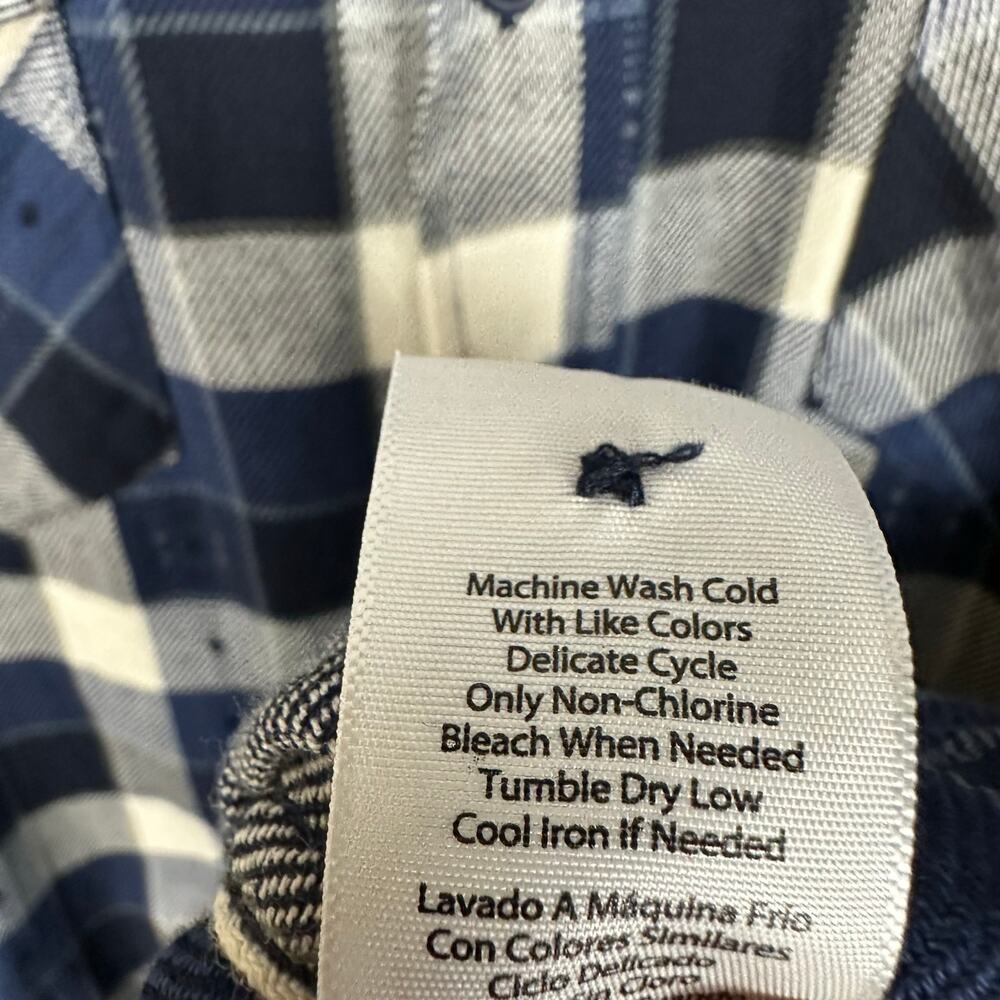 Frye Shirt Mens XXL Blue Plaid Jacquard Flannel Button Front Long Sleeve Western - Picture 8 of 12